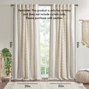 Cotton Printed Curtain Panel with Chenille Stripe and Lining Ivory 50x84