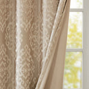 Knitted Jacquard Damask Total Blackout Grommet Top Curtain Panel