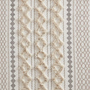 Cotton Printed Curtain Panel with Chenille Stripe and Lining Ivory 50x84