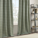 Plaid Rod Pocket and Back Tab Curtain Panel with Fleece Lining Green 50x84