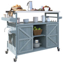 K&K Outdoor Kitchen Island, Rolling Bar Cart & Storage Cabinet