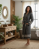 Organic Turkish Cotton Kimono Bathrobe – Lightweight Spa & Home Robe