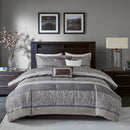 7 Piece Jacquard Comforter Set Grey/Taupe Queen