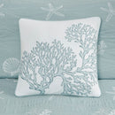 4 Piece Cotton Reversible Embroidered Quilt Set with Throw Pillow Aqua King/Cal King