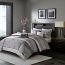7 Piece Jacquard Comforter Set Grey Taupe King