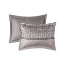 7 Piece Jacquard Comforter Set Grey Taupe King