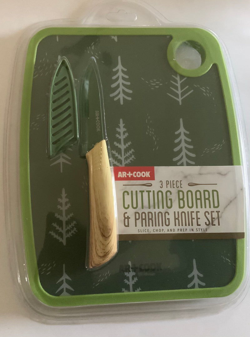 Art and Cook 3 Piece Cutting Board and Paring Knife Set