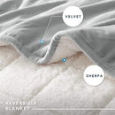 Sleep Philosophy Velvet to Berber Weighted Blanket, 50”x 60”-10lbs, Gray.