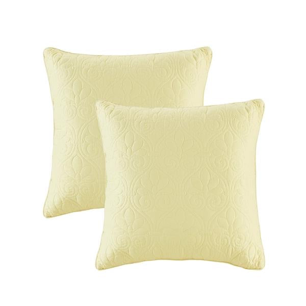 Madison Park Quebec 20”x20” Quilted Decorative Pillow 2-Pack, Yellow