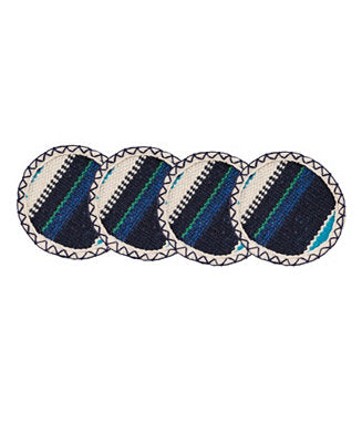 Thirstystone Set of 4 Blue Striped Woven Cotton Coasters