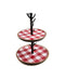 Thirstystone 2-Tier Dessert Stand with Red Checker Plaid