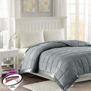 Madison Park Windom Down Alternative Blanket With 3M scotchgard Moisture management, King/ Cal King, Charcoal