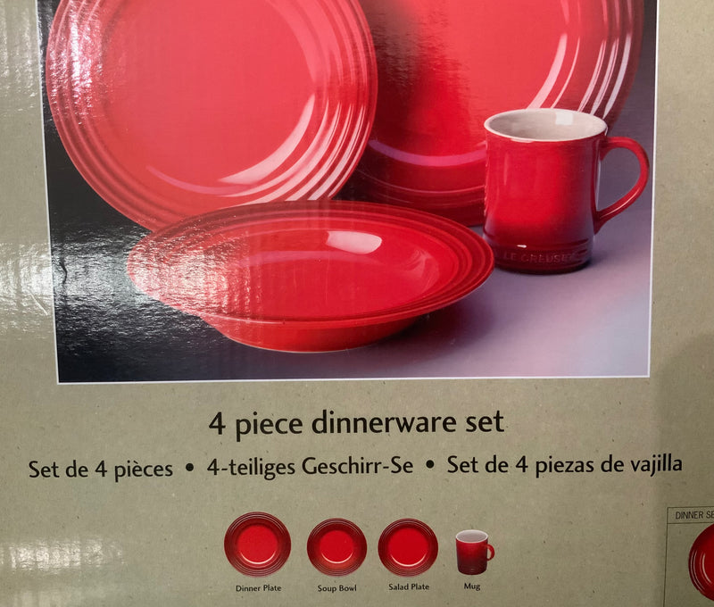 Le Creuset Stoneware  4-Piece Dinnerware Set, Cherry
