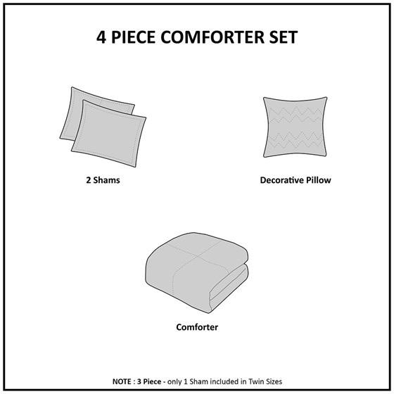 Mi-Zone MZ10-335 Libra Comforter Set, Full/Queen, Grey - Machann.com