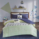 Urban Habitat Kids Finn Twin/Twin Xl Duvet Cover Set Kids Boy - Green, Navy , Shark Stripe – 4 Piece Bed Set Cover – - Machann.com