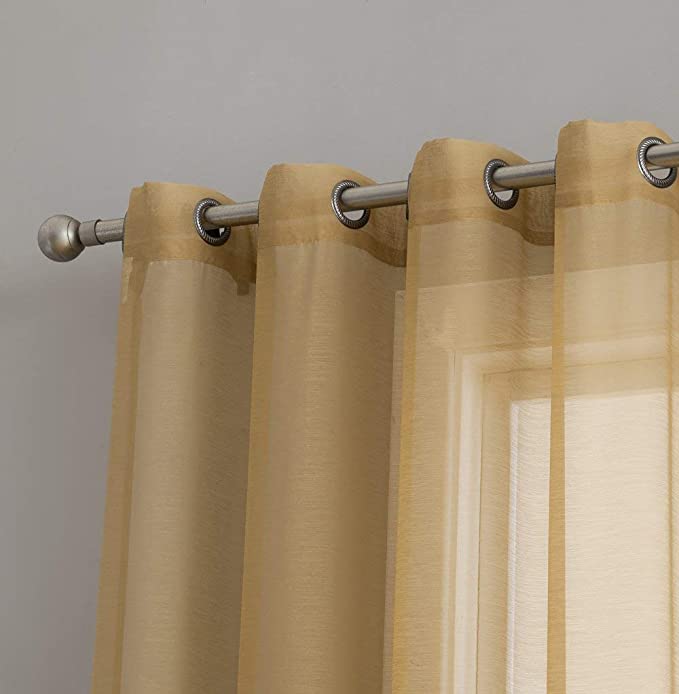 Lumino by HLC.me Perth Semi Sheer Grommet Curtain Panels-54 W x 84 L- Set of 2