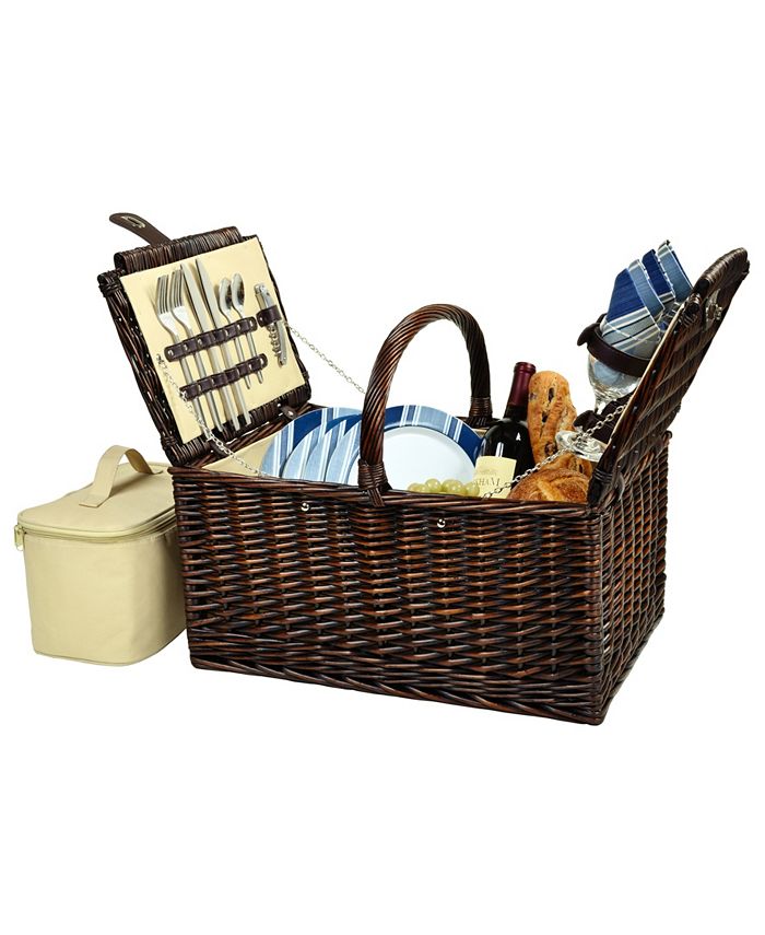 Picnic At Atcot Buckingham Willow Picnic Basket with Service for 4
