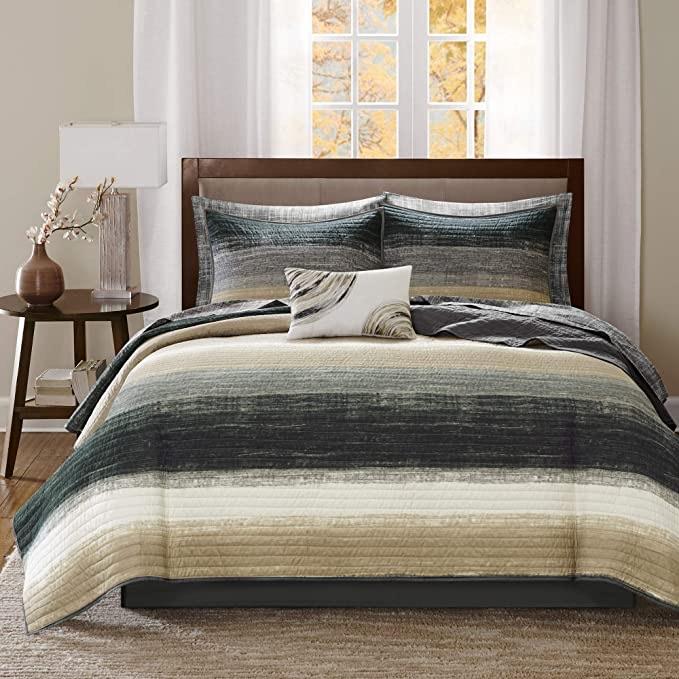 Madison Park MPE13-170 Essentials Saben Complete Coverlet and Sheet Set Queen Taupe - Machann.com