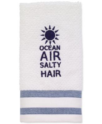 Avanti Beach Words 12”/18” Fingertip Towel, White/Blue - Machann.com