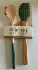 ART and COOK 2 Pc wooden Spoon and Silicone Spatula Set