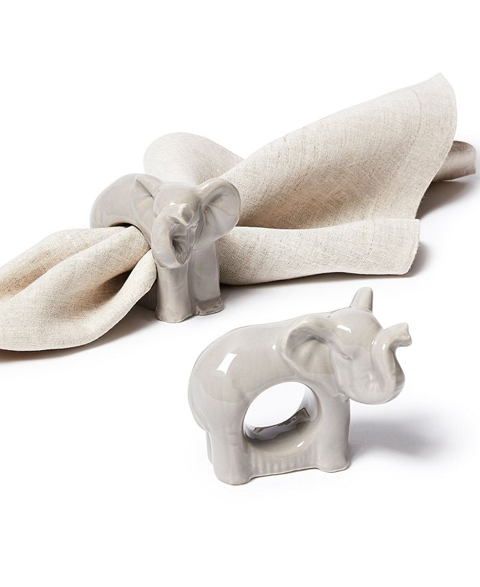 Martha Stewart Collection Exotic Escape Elephant Napkin Rings, Set of 4