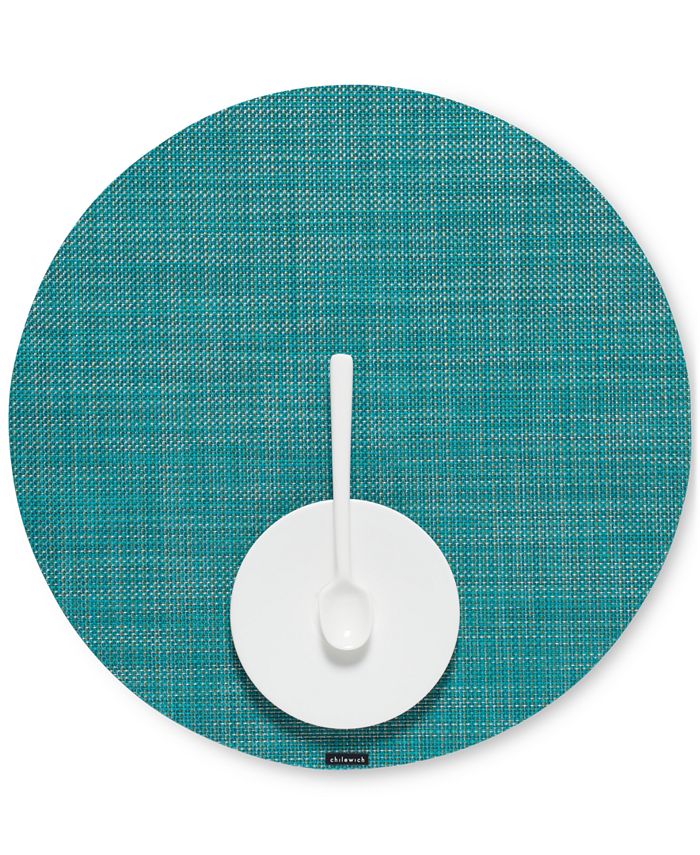 Chilewich Mini Basketweave 15” Round Placemat, Turquoise