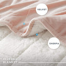 Sleep Philosophy Velvet to Berber Weighted Blanket, 60”x 80”- 15lbs, Blush