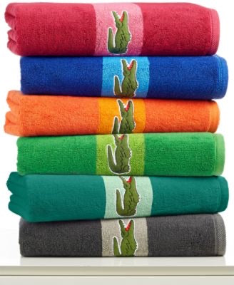 Lacoste Signature Logo Bath Towel, 100% Terry Cotton, Magenta. - Machann.com