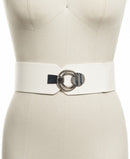 INC Interlocking Circle Faux Leather Stretch Belt,  White, S/M - Machann.com