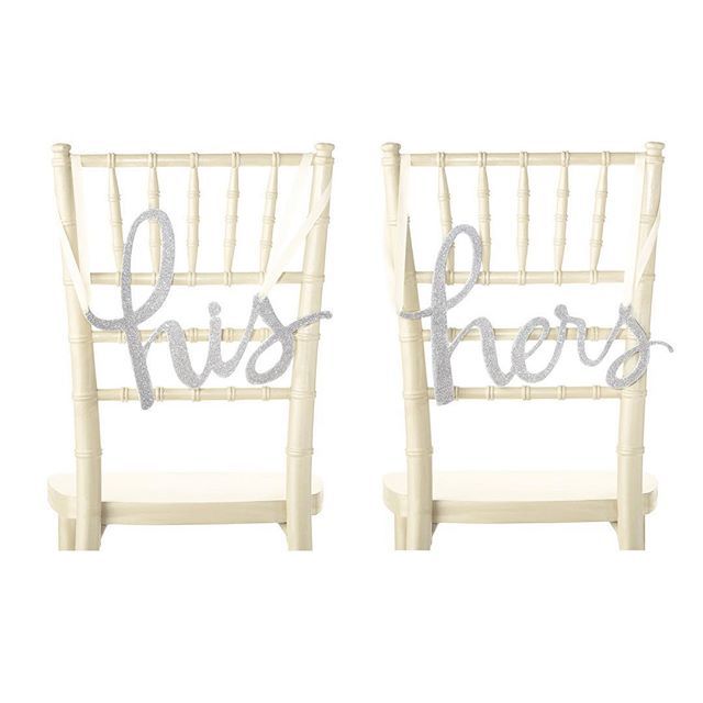 Kate Spade Bridal Chair Signs, His & Hers, Silver