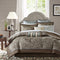 Madison Park Aubrey Queen Size Bed Comforter Set Bed In A Bag - Blue, Brown , Paisley Jacquard – 12 Pieces Bedding Sets – - Machann.com