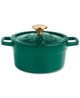 Martha Stewart The Holiday Collection 2-Qt Green Embossed Enameled Cast Iron Dutch Oven.