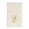 Avanti Towels, Monogram Initial Script Ivory and Gold 11”x 18” Fingertip, Letter E
