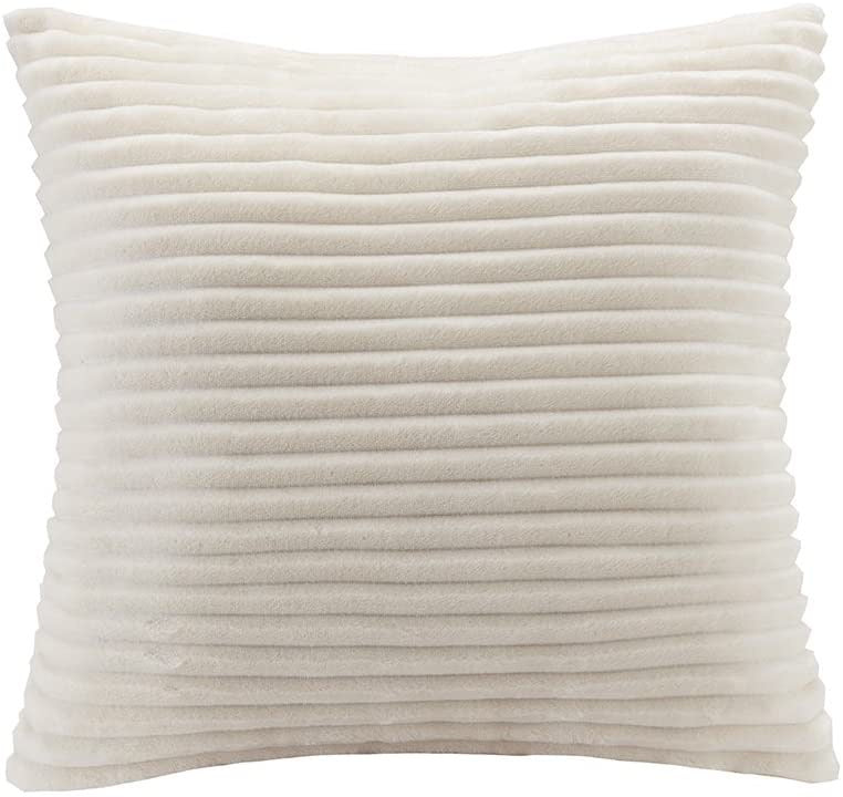 Premier Comfort Parker Reversible Corduroy Plush 20”Square Decorative Pillow, Ivory