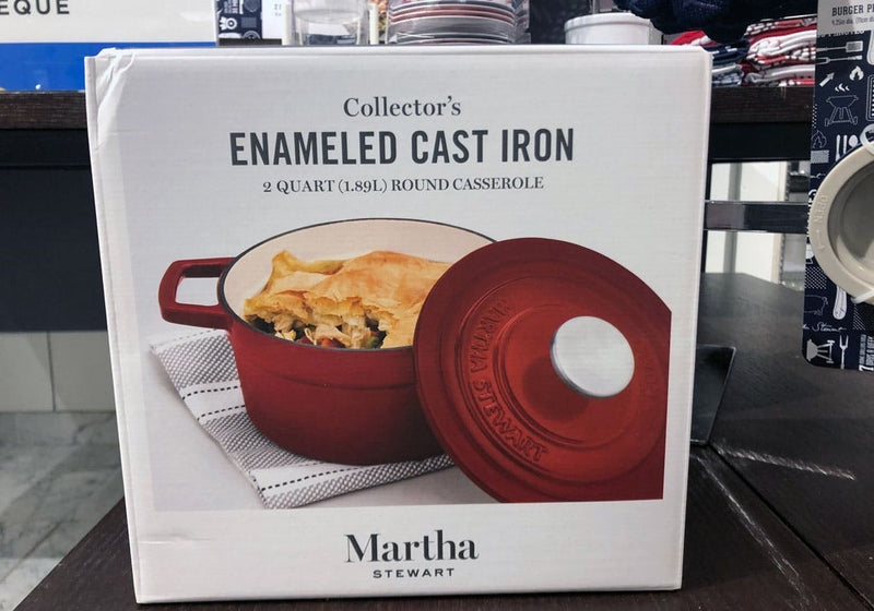 Martha Stewart Collection Enameled Cast Iron 2-Qt. Round Covered Dutch Oven.