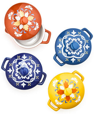 Martha Stewart Collection La Dolce Vita Collection Set of 4 decorative Ceramic Cocottes
