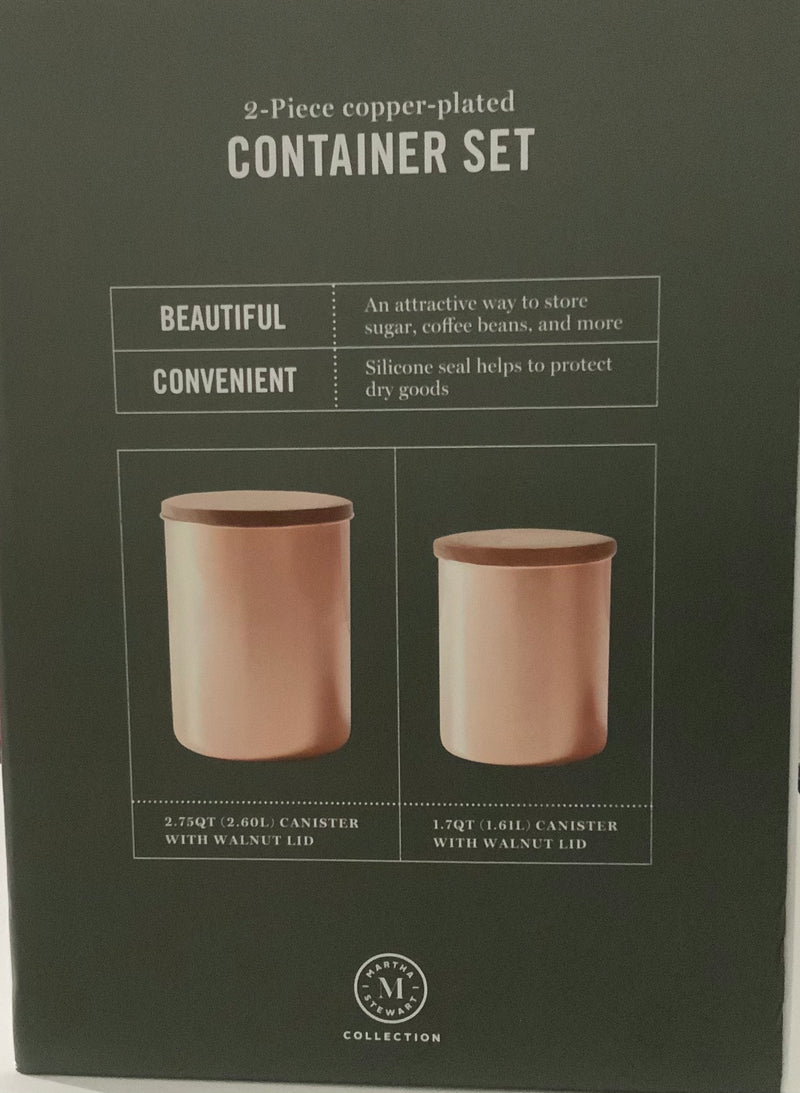 Martha Stewart Collection Set Of 2 Heirloom Copper Plated Canisters